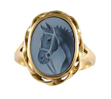 Onyx Horse Head Ring
