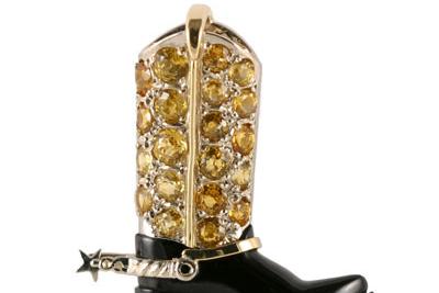 Black Jade Western Boot with Sapphires