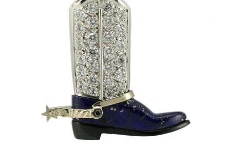 Lapis Western Boot with Diamonds